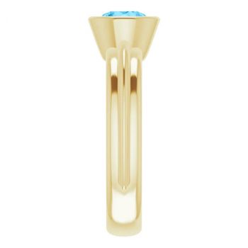 14K Gold Bezel-Set Swiss Blue Topaz Solitaire Ring 4