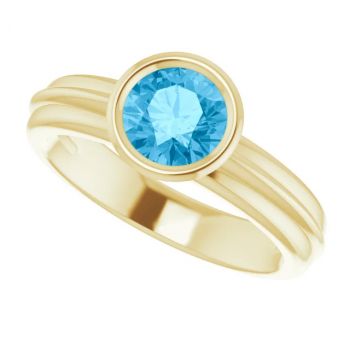14K Gold Bezel-Set Swiss Blue Topaz Solitaire Ring 5