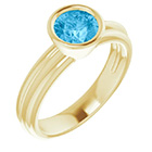 14K Gold Bezel-Set Swiss Blue Topaz Solitaire Ring