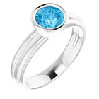 Bezel Swiss Blue Topaz Solitaire Ring in 14K White Gold