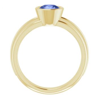 Bezel-Set Tanzanite Solitaire Ring in 14K Gold 2