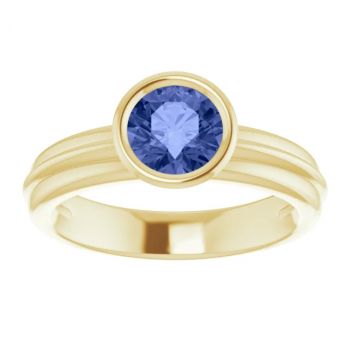 Bezel-Set Tanzanite Solitaire Ring in 14K Gold 3