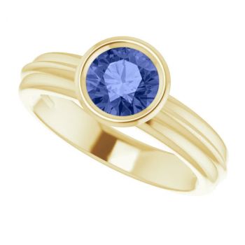 Bezel-Set Tanzanite Solitaire Ring in 14K Gold 5