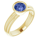Bezel-Set Tanzanite Solitaire Ring in 14K Gold