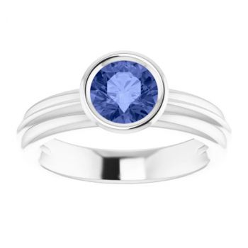 14K White Gold Bezel Tanzanite Solitaire Ring 3