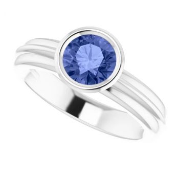 14K White Gold Bezel Tanzanite Solitaire Ring 5