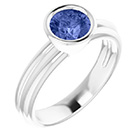 14K White Gold Bezel Tanzanite Solitaire Ring