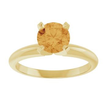 Citrine Gemstone Solitaire Ring in 14K Yellow Gold 3
