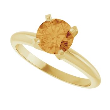 Citrine Gemstone Solitaire Ring in 14K Yellow Gold 4