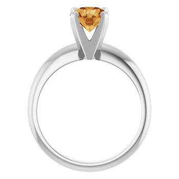 Citrine Gemstone Solitaire Ring in 14K White Gold 2