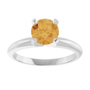 Citrine Gemstone Solitaire Ring in 14K White Gold 3