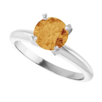 Citrine Gemstone Solitaire Ring in 14K White Gold 4