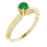 Emerald Gemstone Solitaire Ring in 14K Yellow Gold