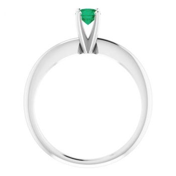 Emerald Gemstone Solitaire Ring in 14K White Gold 2