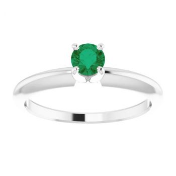 Emerald Gemstone Solitaire Ring in 14K White Gold 3