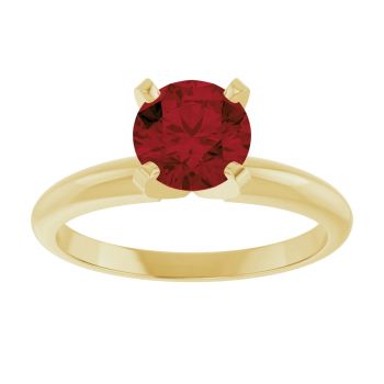 Garnet Gemstone Solitaire Ring in 14K Yellow Gold 3