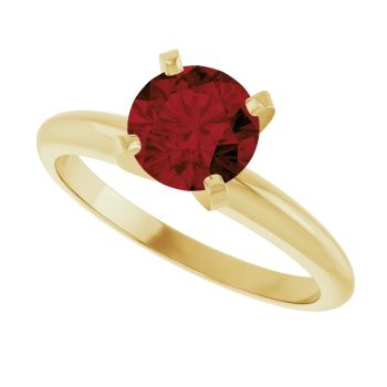 Garnet Gemstone Solitaire Ring in 14K Yellow Gold 4