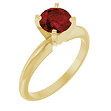 Garnet Gemstone Solitaire Ring in 14K Yellow Gold