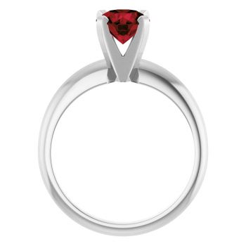 Garnet Gemstone Solitaire Ring in 14K White Gold 2