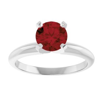Garnet Gemstone Solitaire Ring in 14K White Gold 3