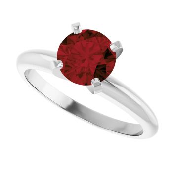 Garnet Gemstone Solitaire Ring in 14K White Gold 4