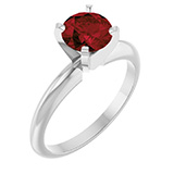 Garnet Gemstone Solitaire Ring in 14K White Gold