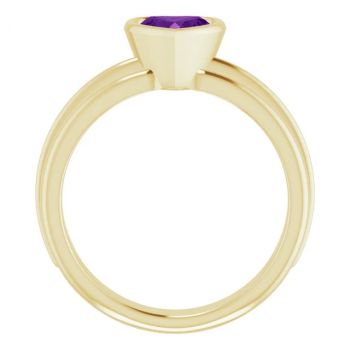 14K Gold Heart-Shaped Amethyst Solitaire Ring 2