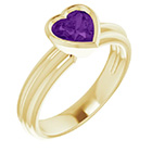 14K Gold Heart-Shaped Amethyst Solitaire Ring