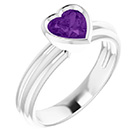 Heart-Shaped Amethyst Solitaire Ring in 14K White Gold