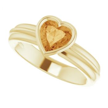 Bezel-Set Heart Citrine Solitaire Ring in 14K Gold 5