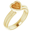 Bezel-Set Heart Citrine Solitaire Ring in 14K Gold
