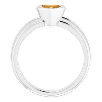 14K White Gold Bezel Heart-Shaped Citrine Solitaire Ring 2