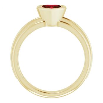 Bezel Heart-Shaped Garnet Solitaire Ring in 14K Gold 2