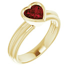 Bezel Heart-Shaped Garnet Solitaire Ring in 14K Gold