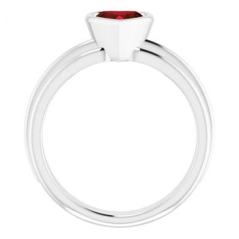 14K White Gold Bezel-Set Heart Garnet Solitaire Ring 2
