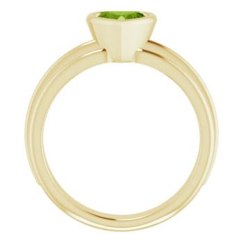14K Gold Bezel-Set Heart-Shaped Peridot Solitaire Ring 2