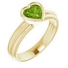14K Gold Bezel-Set Heart-Shaped Peridot Solitaire Ring