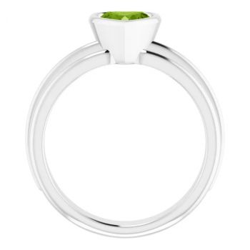 Bezel Heart Peridot Solitaire Ring in 14K White Gold 2