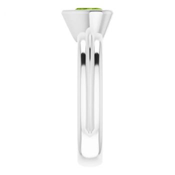Bezel Heart Peridot Solitaire Ring in 14K White Gold 4