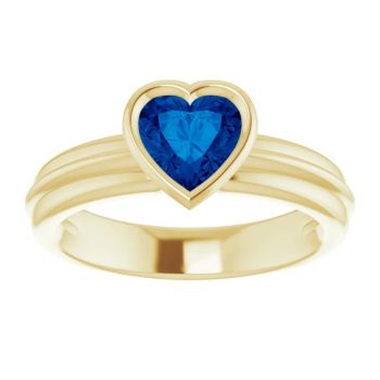 14K Gold Bezel Heart-Shaped Sapphire Solitaire Ring 3