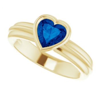14K Gold Bezel Heart-Shaped Sapphire Solitaire Ring 5