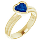 14K Gold Bezel Heart-Shaped Sapphire Solitaire Ring