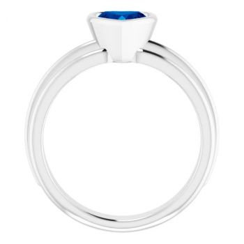 14K White Gold Lab-Grown Heart Sapphire Solitaire Ring 2