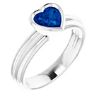 Bezel-Set Heart Sapphire Solitaire Ring in 14K White Gold
