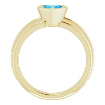 14K Gold Heart-Shaped Swiss Blue Topaz Solitaire Ring 2