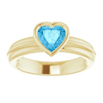 14K Gold Heart-Shaped Swiss Blue Topaz Solitaire Ring 3