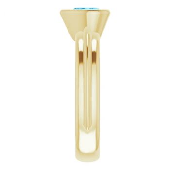 14K Gold Heart-Shaped Swiss Blue Topaz Solitaire Ring 4