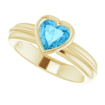 14K Gold Heart-Shaped Swiss Blue Topaz Solitaire Ring 5
