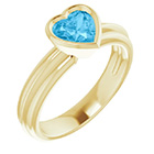 14K Gold Heart-Shaped Swiss Blue Topaz Solitaire Ring