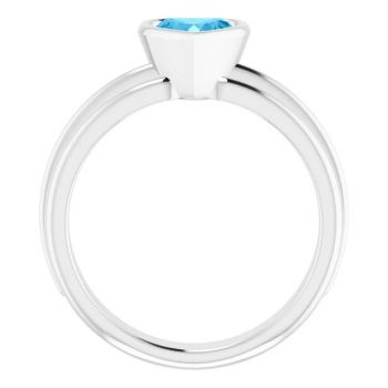 Heart Swiss Blue Topaz Solitaire Ring in 14K White Gold 2